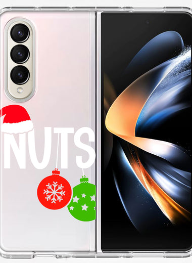 Samsung Galaxy Z Fold 4 Christmas Funny Couples Chest Nuts Ornaments Hybrid Protective Phone Case Cover