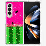 Samsung Galaxy Z Fold 4 Summer Watermelon Sugar Vacation Tropical Fruit Pink Green Hybrid Protective Phone Case Cover