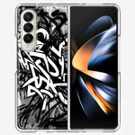Samsung Galaxy Z Fold 4 Black White Urban Graffiti Hybrid Protective Phone Case Cover