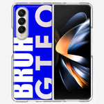 Samsung Galaxy Z Fold 4 Blue Clear Funny Text Quote Bruh GTFO Hybrid Protective Phone Case Cover