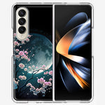 Samsung Galaxy Z Fold 4 Kawaii Manga Pink Cherry Blossom Full Moon Hybrid Protective Phone Case Cover