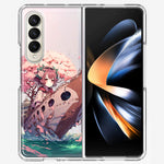 Samsung Galaxy Z Fold 4 Kawaii Manga Pink Cherry Blossom Japanese Girl Boat Hybrid Protective Phone Case Cover