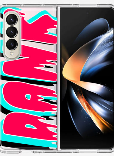 Samsung Galaxy Z Fold 4 Teal Pink Clear Funny Text Quote Dank Hybrid Protective Phone Case Cover