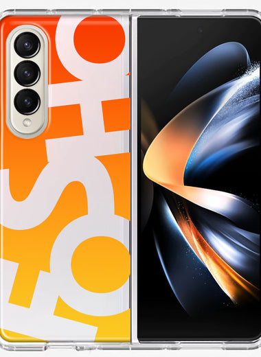 Samsung Galaxy Z Fold 4 Orange Yellow Clear Funny Text Quote Fosho Hybrid Protective Phone Case Cover