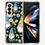 Samsung Galaxy Z Fold 4 Cute White Daisies Gnomes Flowers Floral Double Layer Phone Case Cover