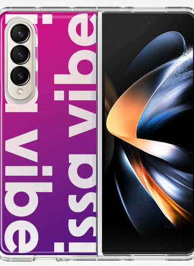 Samsung Galaxy Z Fold 4 Purple Clear Funny Text Quote Issa Vibe Hybrid Protective Phone Case Cover