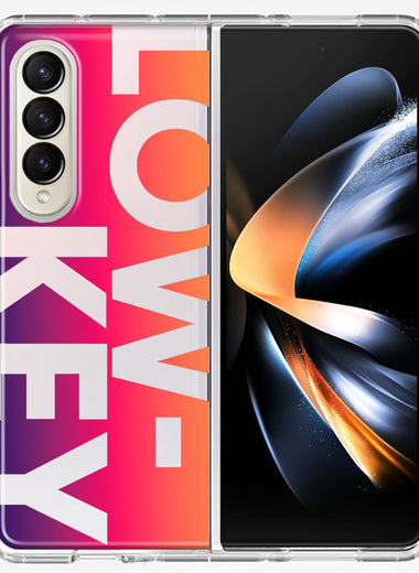 Samsung Galaxy Z Fold 4 Purple Pink Orange Clear Funny Text Quote Low Key Hybrid Protective Phone Case Cover