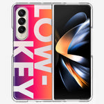 Samsung Galaxy Z Fold 4 Purple Pink Orange Clear Funny Text Quote Low Key Hybrid Protective Phone Case Cover