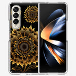 Samsung Galaxy Z Fold 4 Mandala Geometry Abstract Sunflowers Pattern Hybrid Protective Phone Case Cover