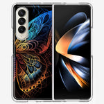 Samsung Galaxy Z Fold 4 Mandala Geometry Abstract Butterfly Pattern Hybrid Protective Phone Case Cover