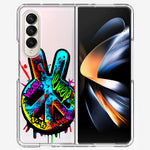 Samsung Galaxy Z Fold 4 Peace Graffiti Painting Art Hybrid Protective Phone Case Cover