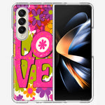 Samsung Galaxy Z Fold 4 Pink Daisy Love Graffiti Painting Art Hybrid Protective Phone Case Cover