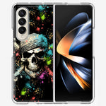 Samsung Galaxy Z Fold 4 Fantasy Paint Splash Pirate Skull Hybrid Protective Phone Case Cover