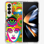 Samsung Galaxy Z Fold 4 Neon Rainbow Psychedelic Trippy Hippie DaydreamHybrid Protective Phone Case Cover