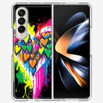 Samsung Galaxy Z Fold 4 Colorful Rainbow Hearts Love Graffiti Painting Hybrid Protective Phone Case Cover