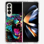 Samsung Galaxy Z Fold 4 Neon Rainbow Glow Colorful Leopard Hybrid Protective Phone Case Cover