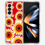 Samsung Galaxy Z Fold 4 Yellow Sunflowers Polkadot on Red Double Layer Phone Case Cover