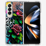 Samsung Galaxy Z Fold 4 Red Roses Graffiti Painting Art Hybrid Protective Phone Case Cover