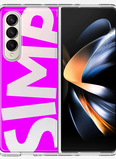 Samsung Galaxy Z Fold 4 Hot Pink Clear Funny Text Quote Simp Hybrid Protective Phone Case Cover