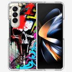 Samsung Galaxy Z Fold 4 Skull Face Graffiti Painting Art Hybrid Protective Phone Case Cover