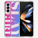 Samsung Galaxy Z Fold 4 Pink Blue Clear Funny Text Quote Slay Girl Hybrid Protective Phone Case Cover