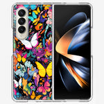 Samsung Galaxy Z Fold 4 Psychedelic Trippy Butterflies Pop Art Hybrid Protective Phone Case Cover