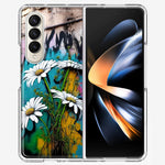 Samsung Galaxy Z Fold 4 White Daisies Graffiti Wall Art Painting Hybrid Protective Phone Case Cover