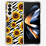 Samsung Galaxy Z Fold 4 White Zebra Sunflowers Polkadots Double Layer Phone Case Cover